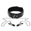 Bondage Neck Collar With Metal Chain Nipple Clamps Sex Toys