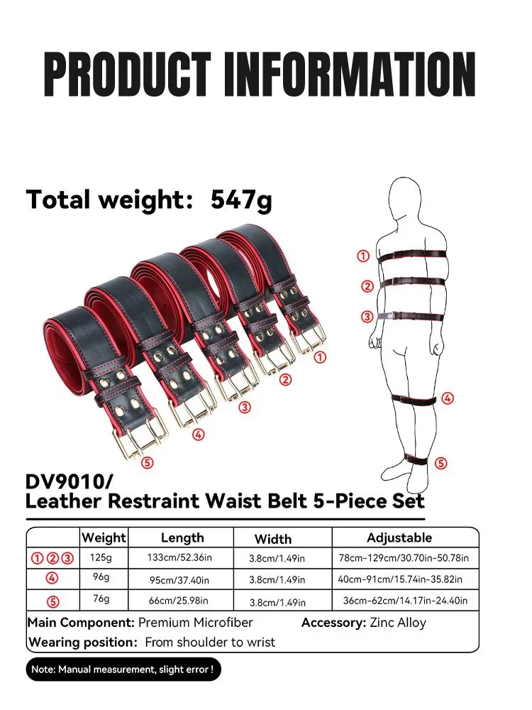 Body Leather Bondage Set Premium SM Gear Crafted From Supple Leather Designed for Adult Couples Seeking Sensual Restraint Play