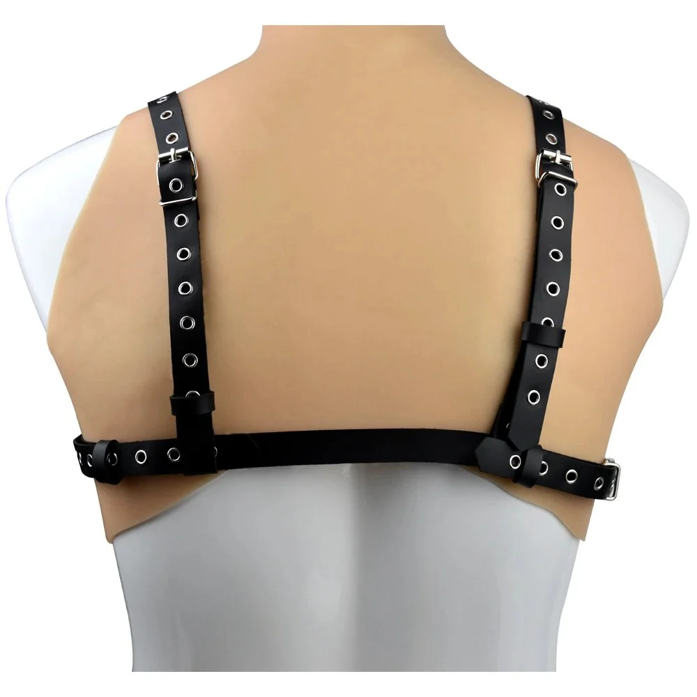 Black Leather Strap Harness Bdsm Slave Fetish Bondage Restraints Erotic Accessories Sextoys Erotic Belt Wear on Chest for Adult