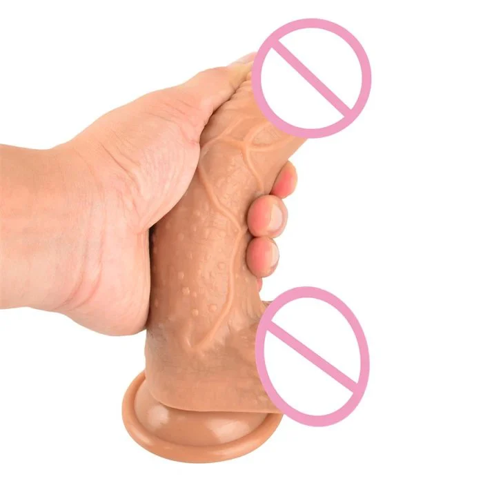 China 19cm Realistic Silicone Soft Adult Sex Toy Dildo for Men and Women 100% Waterproof & Eco-Friendly
