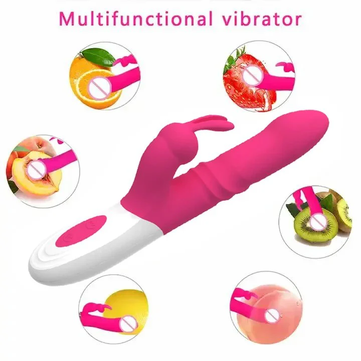 Telescopic 30 High Speed Dildo Silicone Vibrator Female Clitoris and G-spot Rabbit Vibrator Dildo for Women Waterproof Sex Toy