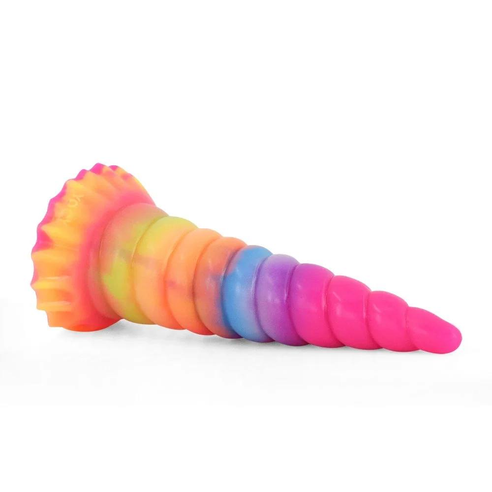 Artificial Spiral Anal Toys With Liquid Silicone Glow in the Dark Dildo for Lesbian Masturbators
