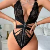 Deep V Neck Line Floral Lace Sexy Bodysuits Luxury Lingerie Underwear Ladies