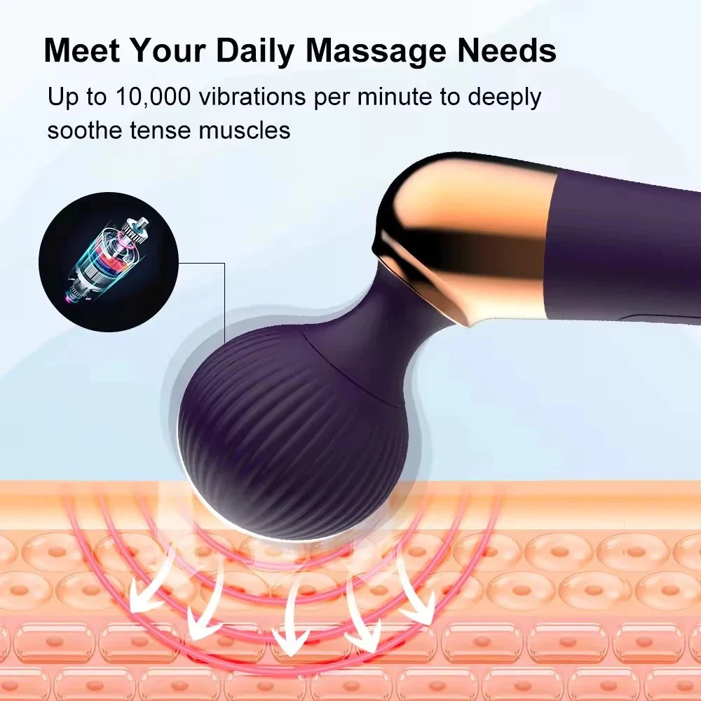 Cordless Wand Massager for Women-Rechargeable 100% Waterproof 10 Vibration Frequencies 5 Speeds Soft Silicone Intimate