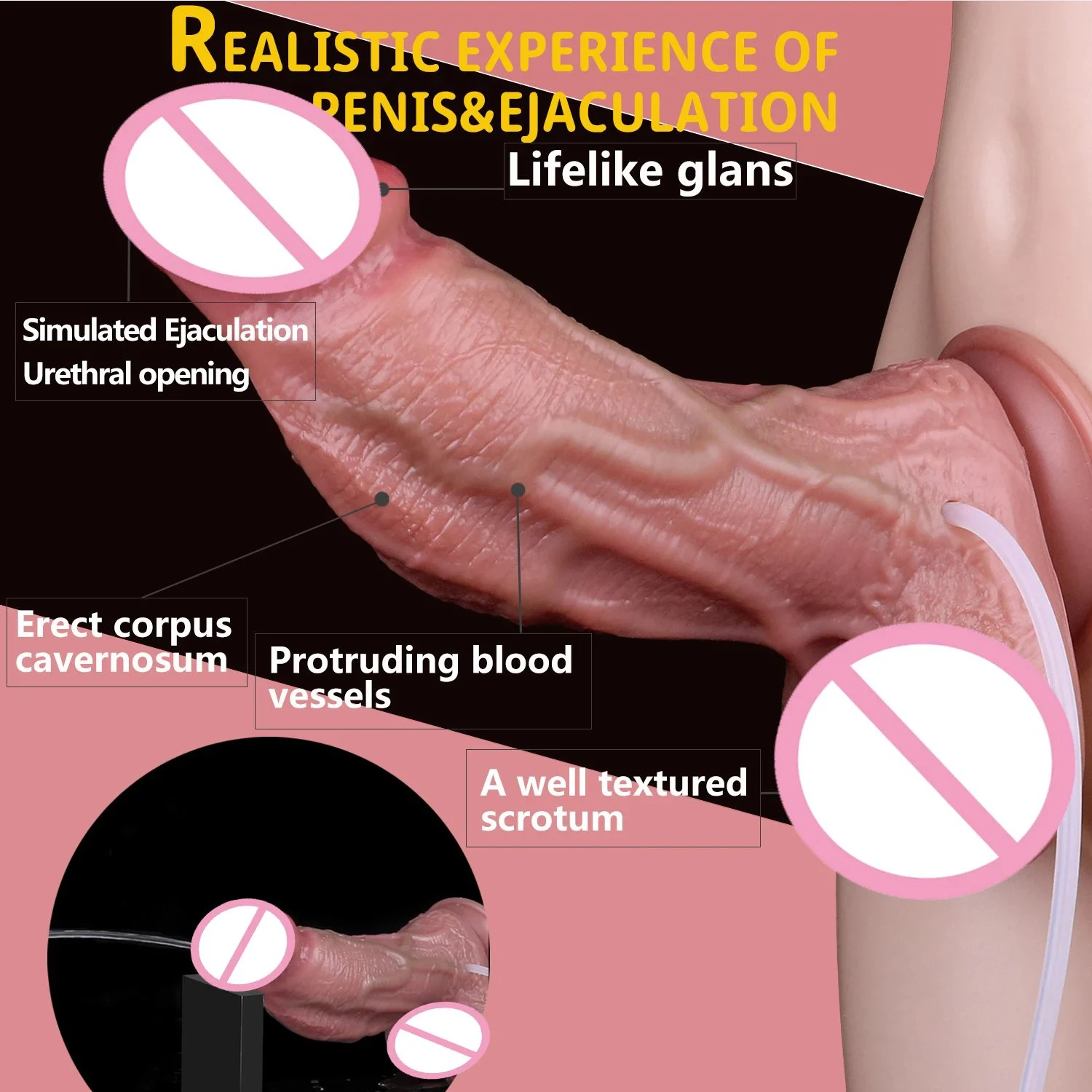 Big Realistic Squirting Dildo Ejaculating Penis for Women With Strong Suction Cup Soft Dildo for Women G-Spot Anal Prostate