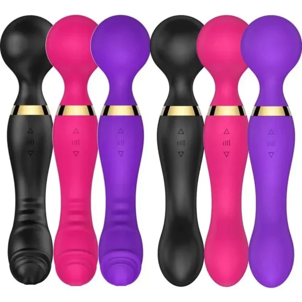 Double Head Av Wand Vibrator Soft Silicone Massager Stick Female Clitoris Stimulator Adult Products Dildo Sex Toys for Woman