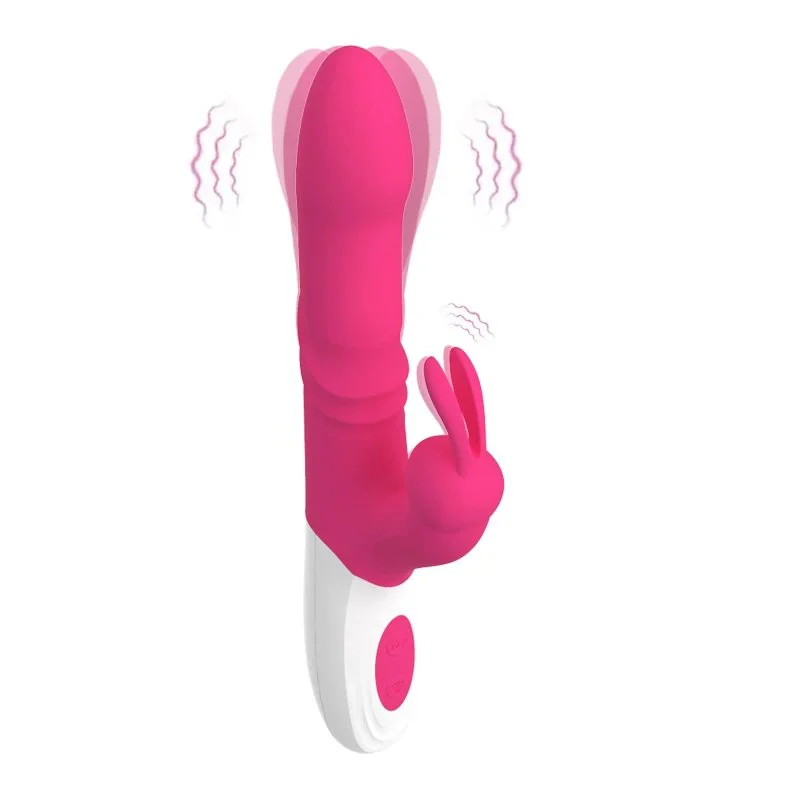 Telescopic 30 High Speed Dildo Silicone Vibrator Female Clitoris and G-spot Rabbit Vibrator Dildo for Women Waterproof Sex Toy