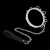 Fashion PU Leather Collar with Bow Decoration and Leash Chain for Bondage Play