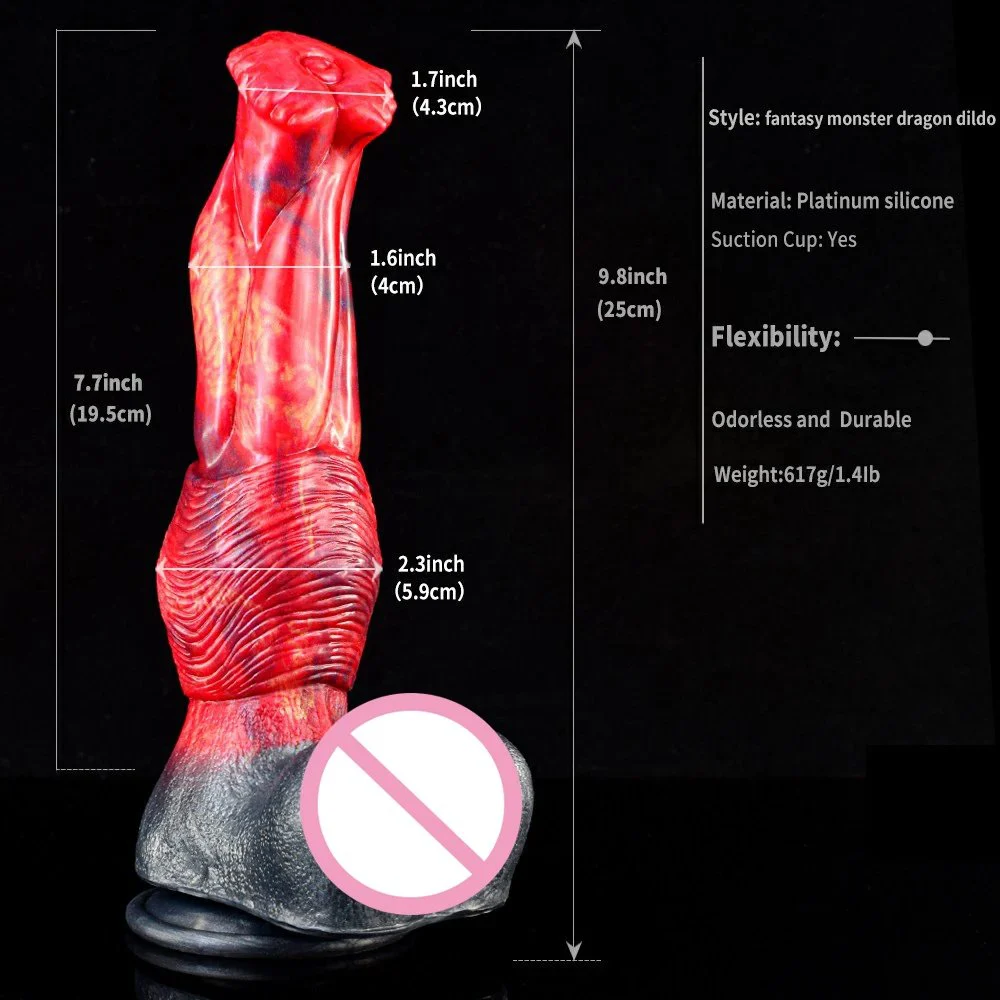 Color Huge Artificial Penis Fire Dragon Color Strap on Dildo Realistic Testicles Dog Knot Dildo Sex