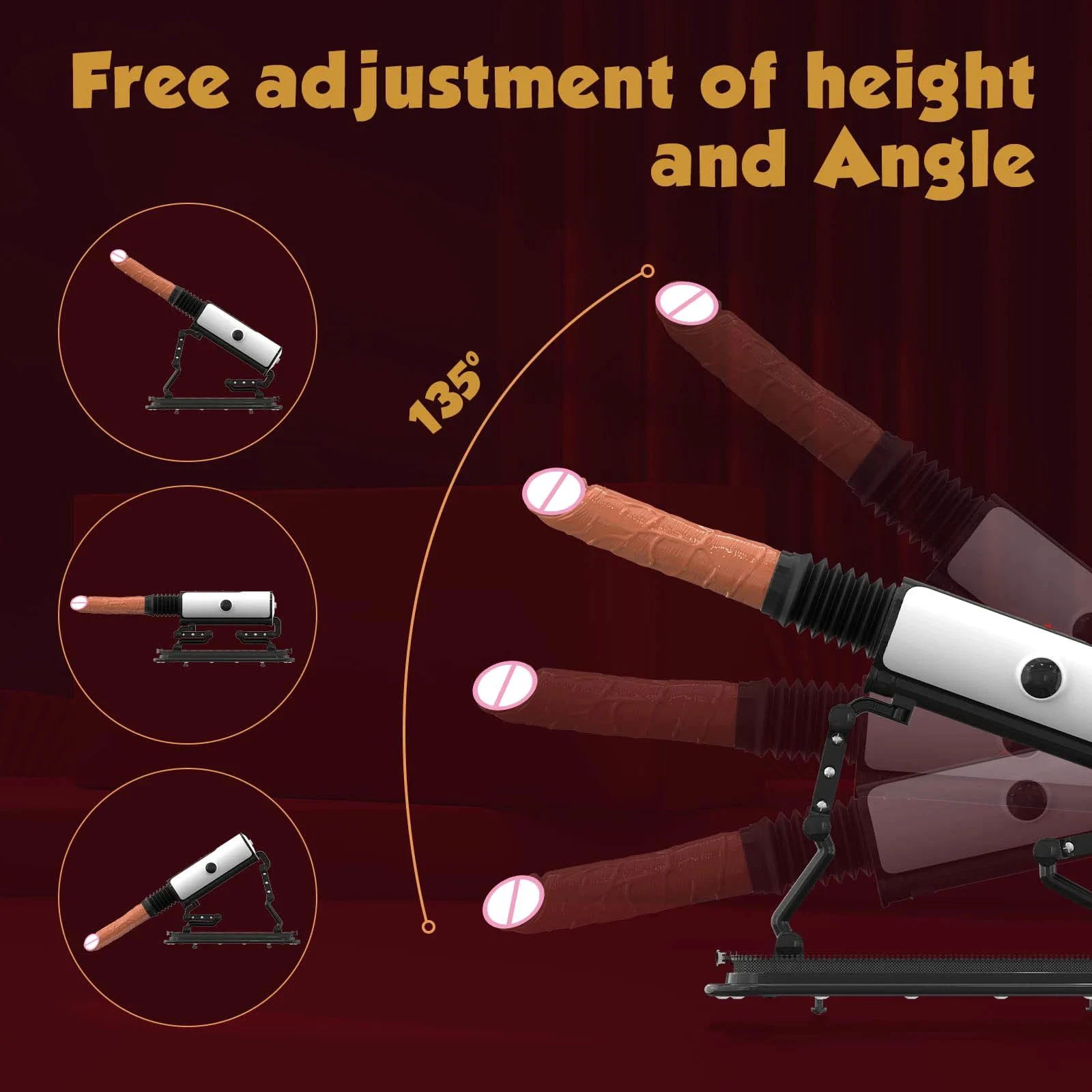 Remote Control Multi-Speed Multi-Angle Vibrating Thrusting Heating Automatic Realistic Dildo Sex Gun Machine for Women Female