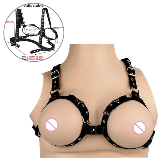 Black Leather Strap Harness Bdsm Slave Fetish Bondage Restraints Erotic Accessories Sextoys Erotic Belt Wear on Chest for Adult