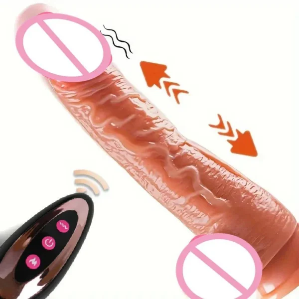 Remote Control Realistic Silicone Vibrating Heating Suction Cup Dildo Thrusting Dildo Vibrator Sex Toy Women