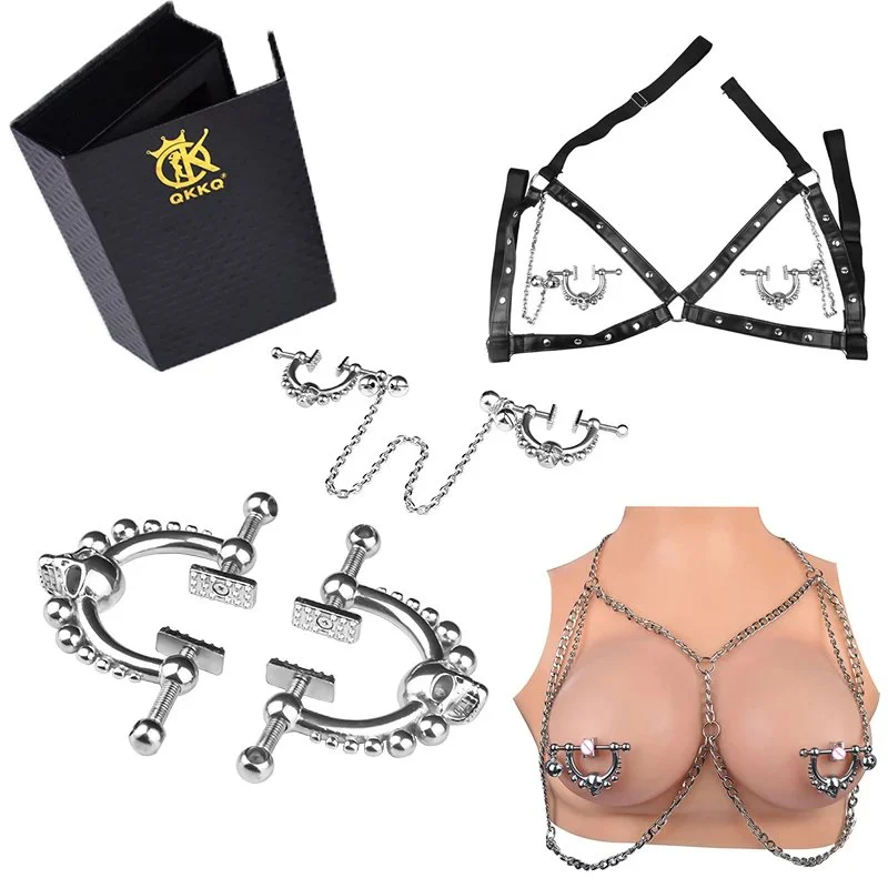 Fetish Bondage Set,Sex Bondage Nipple Clamp Chest Harness Breast Clamp Restraint for Sex Game Spiked Nipple Clamps