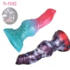 Dog Dildo with Two Color Monster Cock Anal Plugs Sex Toy for Male and Women Dog Shaped Dildo with Big Knot alien Dildo