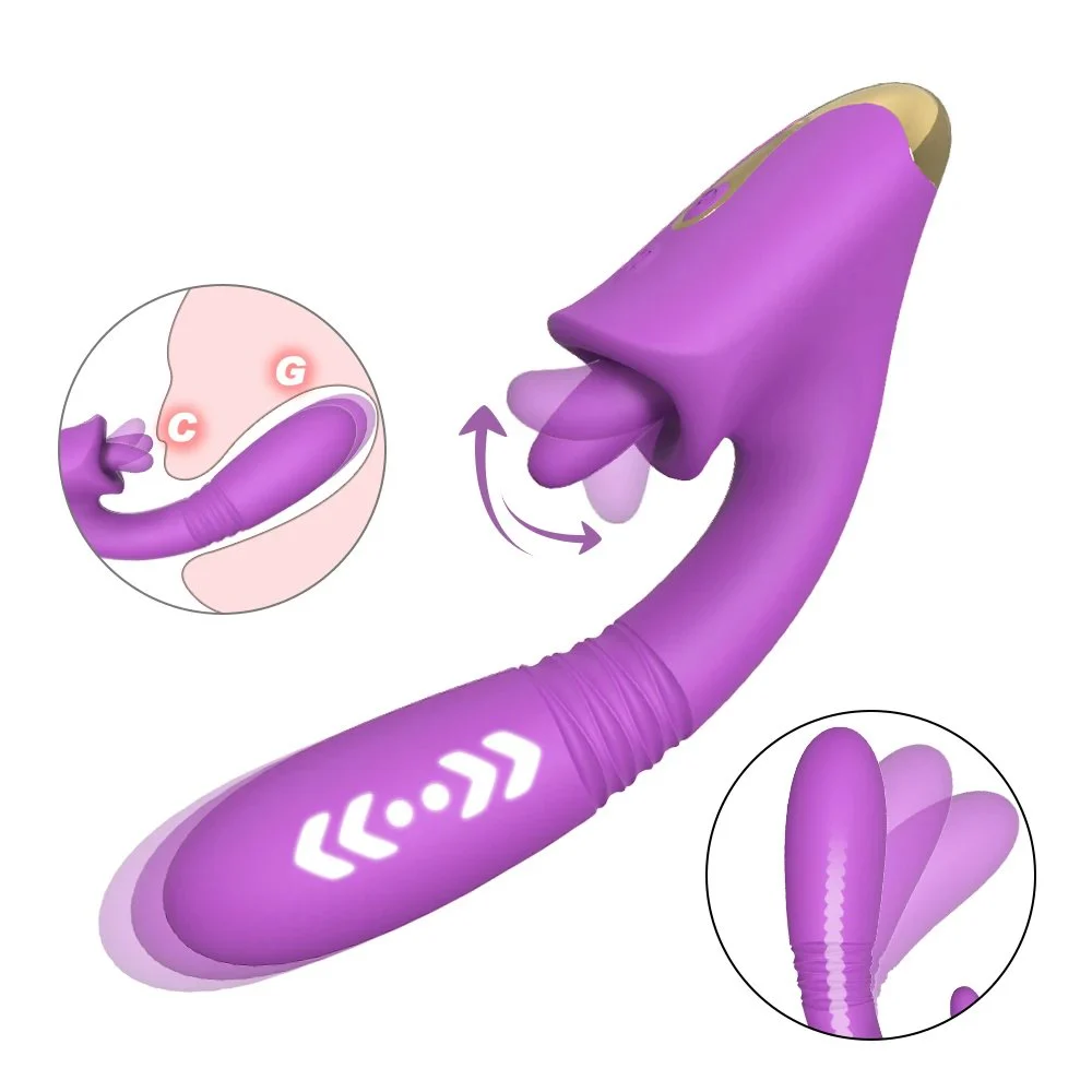 3 in 1 G-Spot Thrusting Vibrator Machine Silicon Clitoral Licking Tongue Vibrators Sex Toys for Women