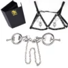 Bondage Masters Nipple Clamps for Adult, Leather Harness,Sex Bondage Leather Breast Restraints Toys