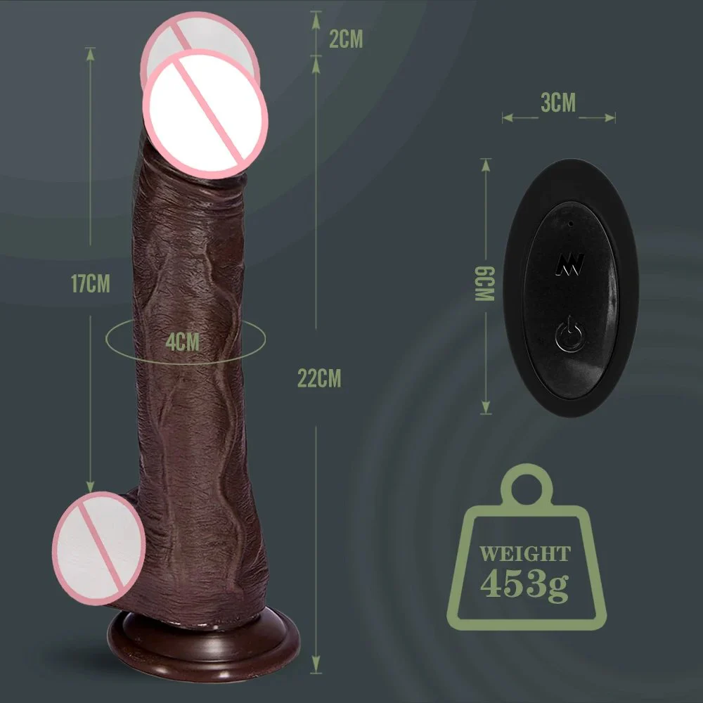 Rechargeable Telescopic Rotating Thrusting Dildo Vibrator Women Sex Toys Silicone Realistic Big Dark Brown Dildo