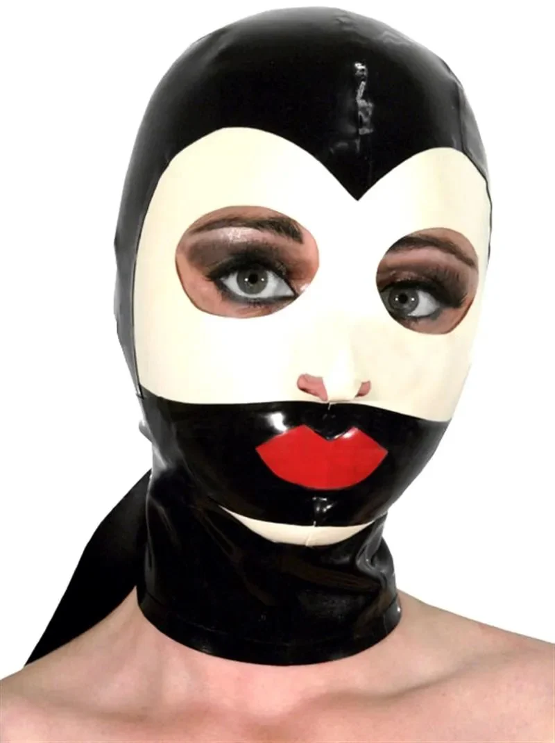 Latex Hood Rubber Mask with Mouth Bandage for Role-Playing Bondage Set-Waterproof Fast Delivery