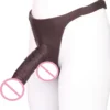 Soft Hollow Silicone Black T-Back Penis Pants Wearable Realistic Dildo for Male Size Enhancement