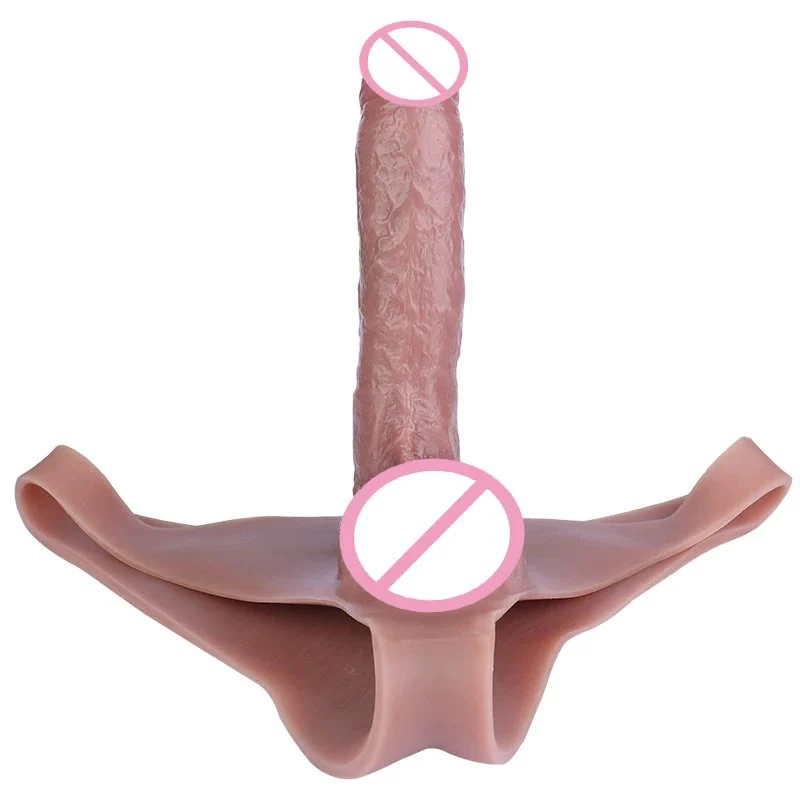Strap on Dildo,SXXY Male Strap on Penis Sleeve With Long Hollow Dildo Silicone Briefs Penis Sex Toys for Men Women