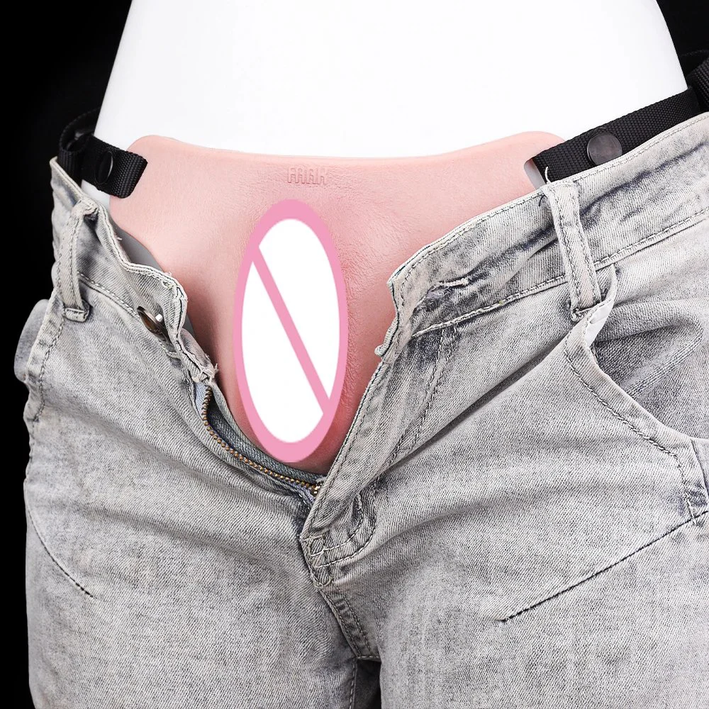 Triangular Restraint Straps + Silicone Female Genitalia Simulation for Gender Transition and Role-play Sex Toys