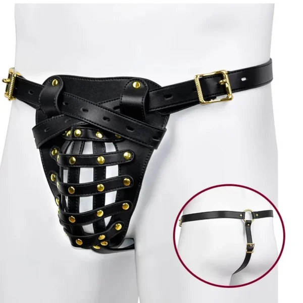 Male Penis Restraint Crafted From Soft Leather Material Designed for Male Chastity Bondage Play Available in Two Color Options