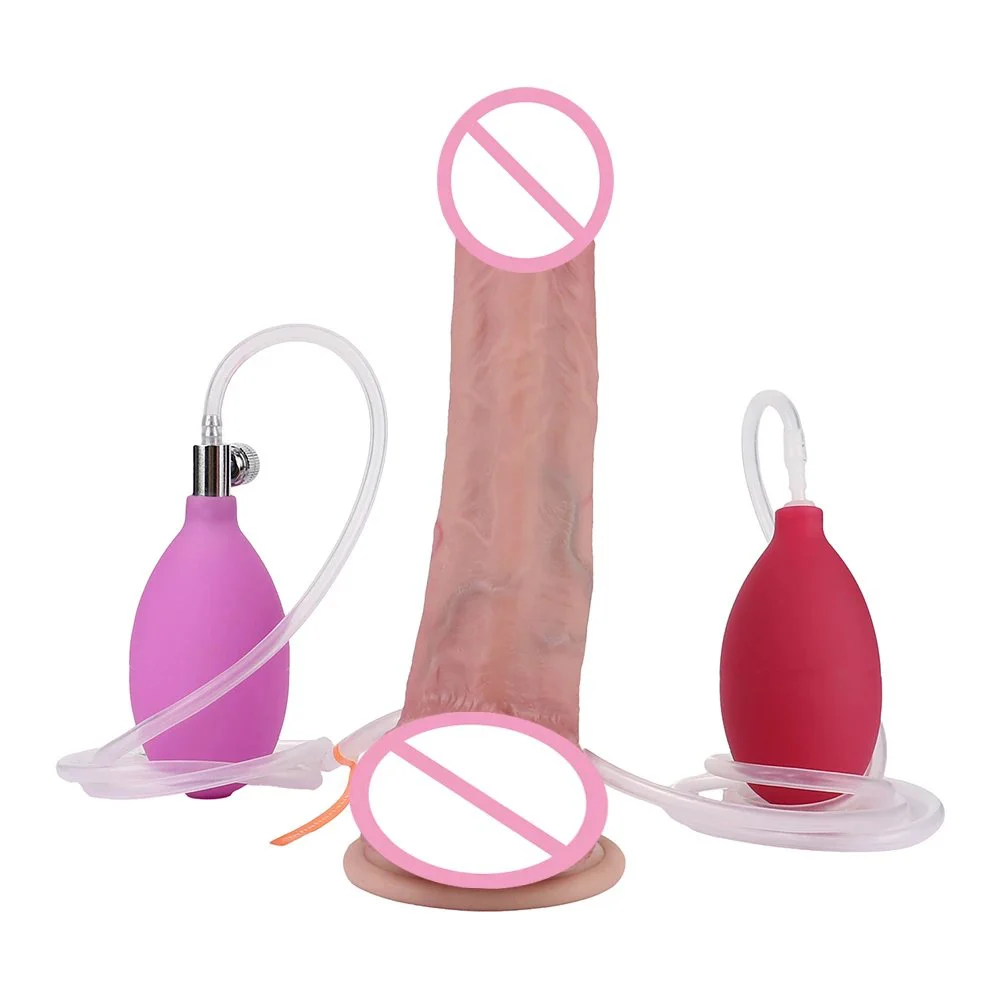 Ejaculation Dildo Inflatable Water Spray Silicone Artificial Penis Female Masturbator Simulation Sex Dildo