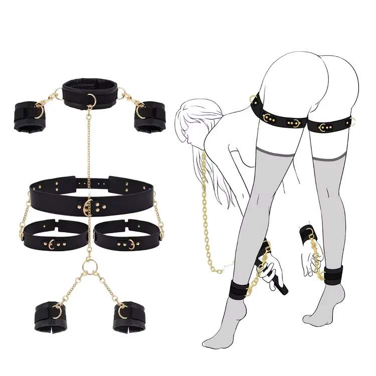 Leather Game 7PCS Sets Adjustable Handcuffs Sex Bondage Kit Restraints