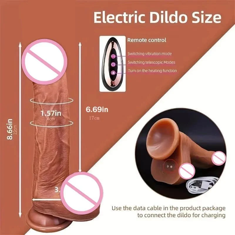 Remote Control Liquid Silicone Heating Sex Toys Realistic Clitoris Dildo Thrusting Vibrators for Women Masturbators
