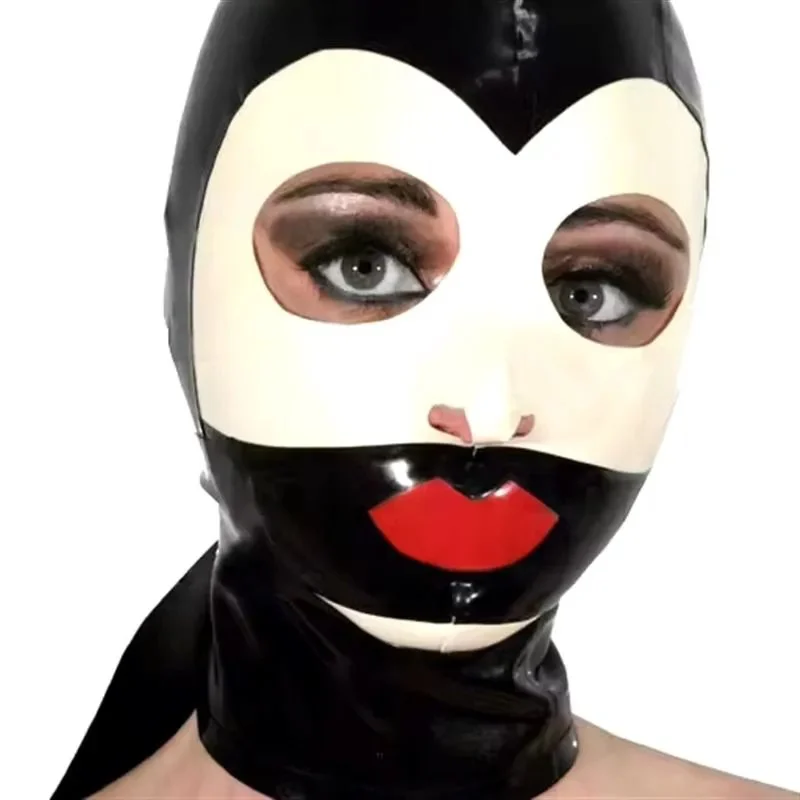 Latex Hood Rubber Mask with Mouth Bandage for Role-Playing Bondage Set-Waterproof Fast Delivery