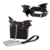Dark Night Bat Collar Adult Novelty Toy for Christmas Roleplay Soft Leather Collar Two Colors Available