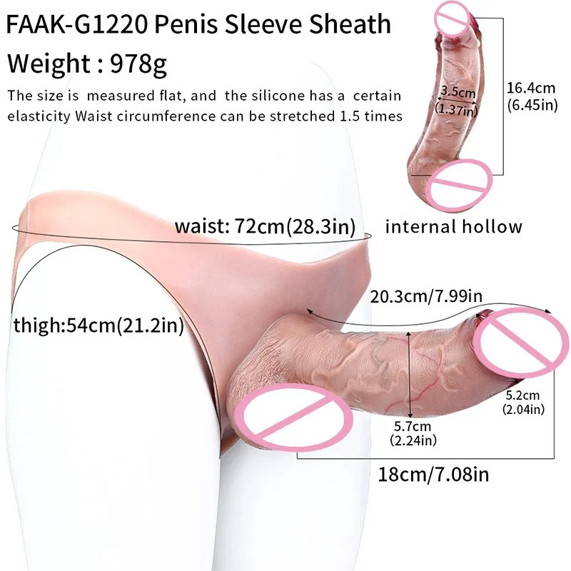 Wearable Silicone Male Strap-on Hollow Dildo Realistic Penis Extender for Men Delay Ejaculation Adult Silicone Sex Toys