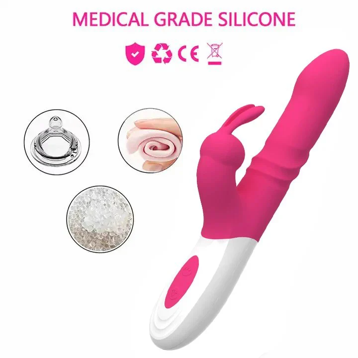 Telescopic 30 High Speed Dildo Silicone Vibrator Female Clitoris and G-spot Rabbit Vibrator Dildo for Women Waterproof Sex Toy