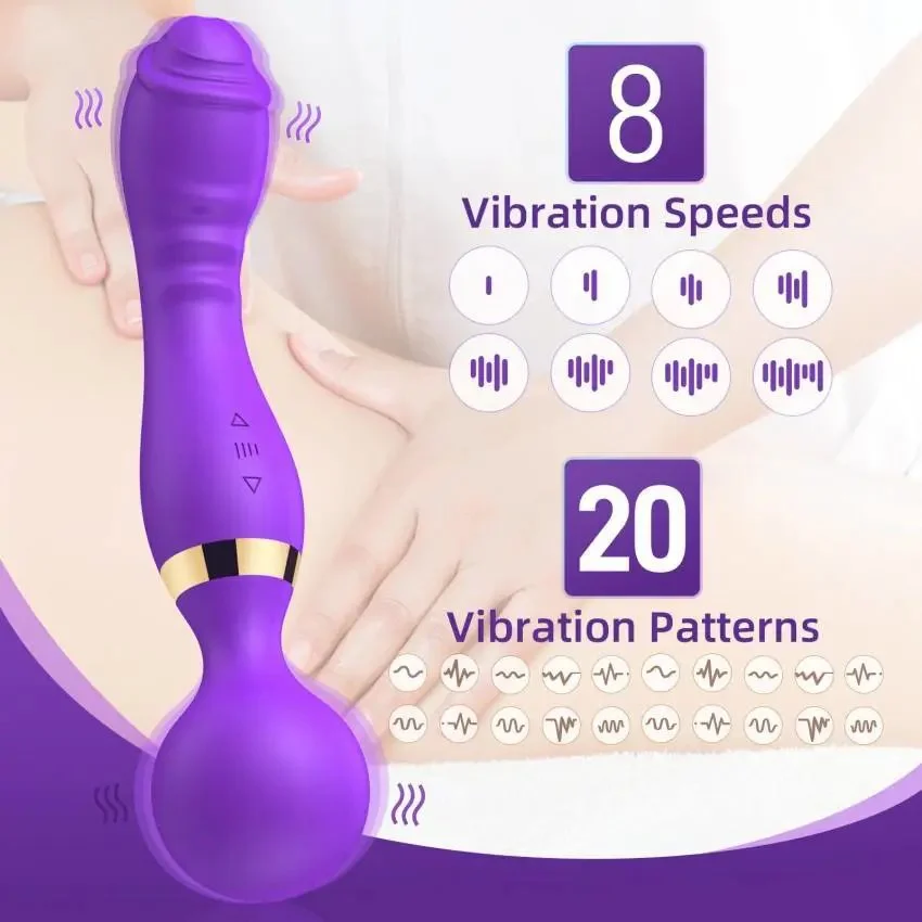 Double Head Av Wand Vibrator Soft Silicone Massager Stick Female Clitoris Stimulator Adult Products Dildo Sex Toys for Woman