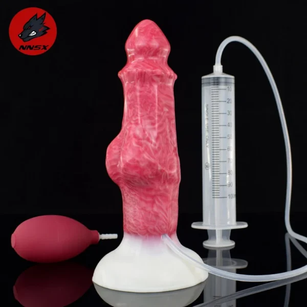 New Style Squirting Monster Suction Cup Dog Knot Fantsay Realistic Penis Silicone Dildo for Female Male