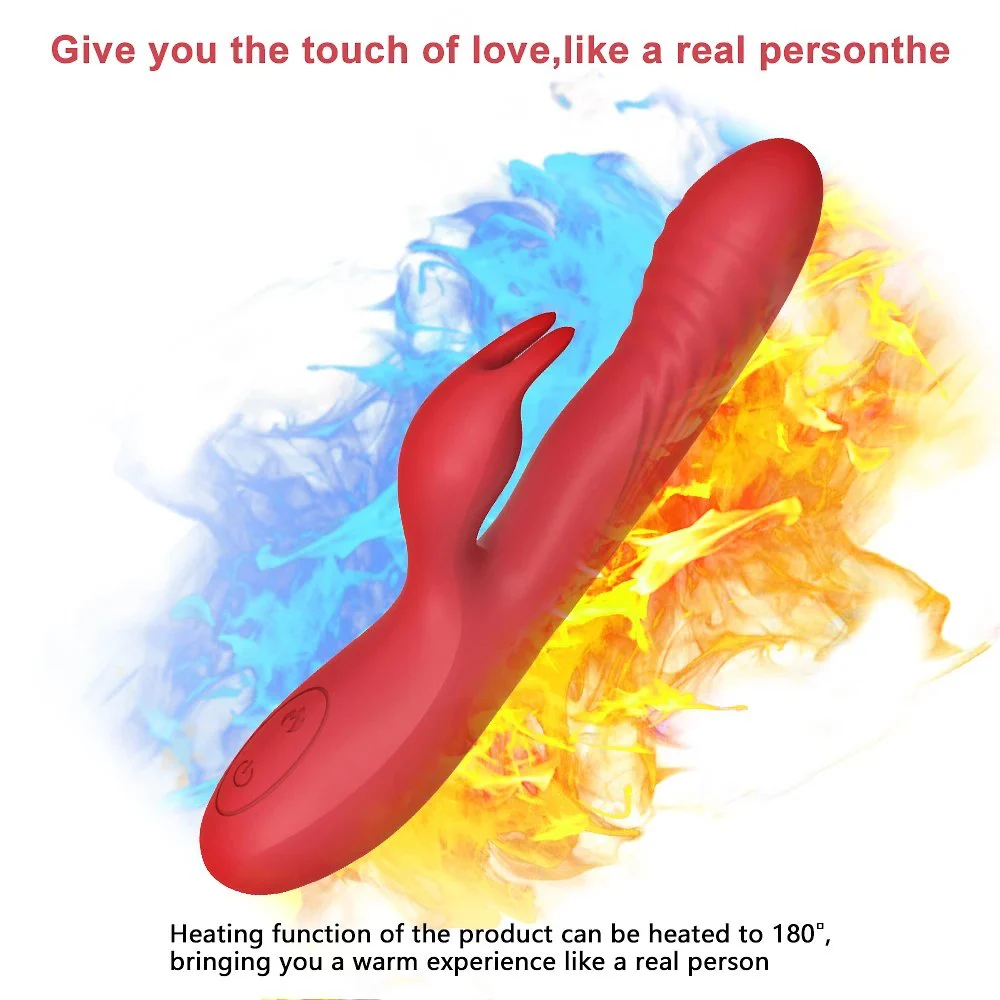 USB Charging Clitoris G-Spot Massager Heating Function 10 Different Vibration Dual Motor Rabbit Vibrator