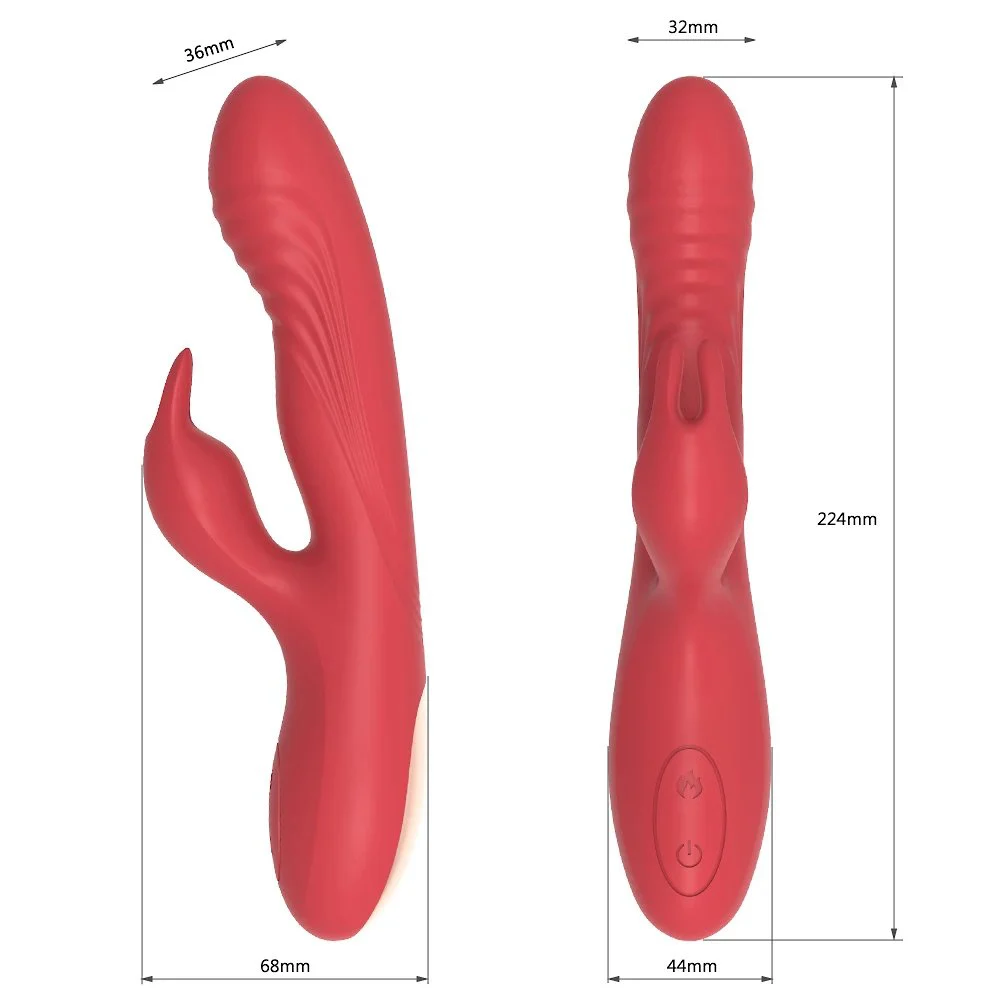 USB Charging Clitoris G-Spot Massager Heating Function 10 Different Vibration Dual Motor Rabbit Vibrator