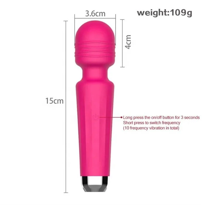 USB-powered 10-Mode Vaginal and Clitoral Wand G-Spot Vibrator Sex Product for Stimulating
