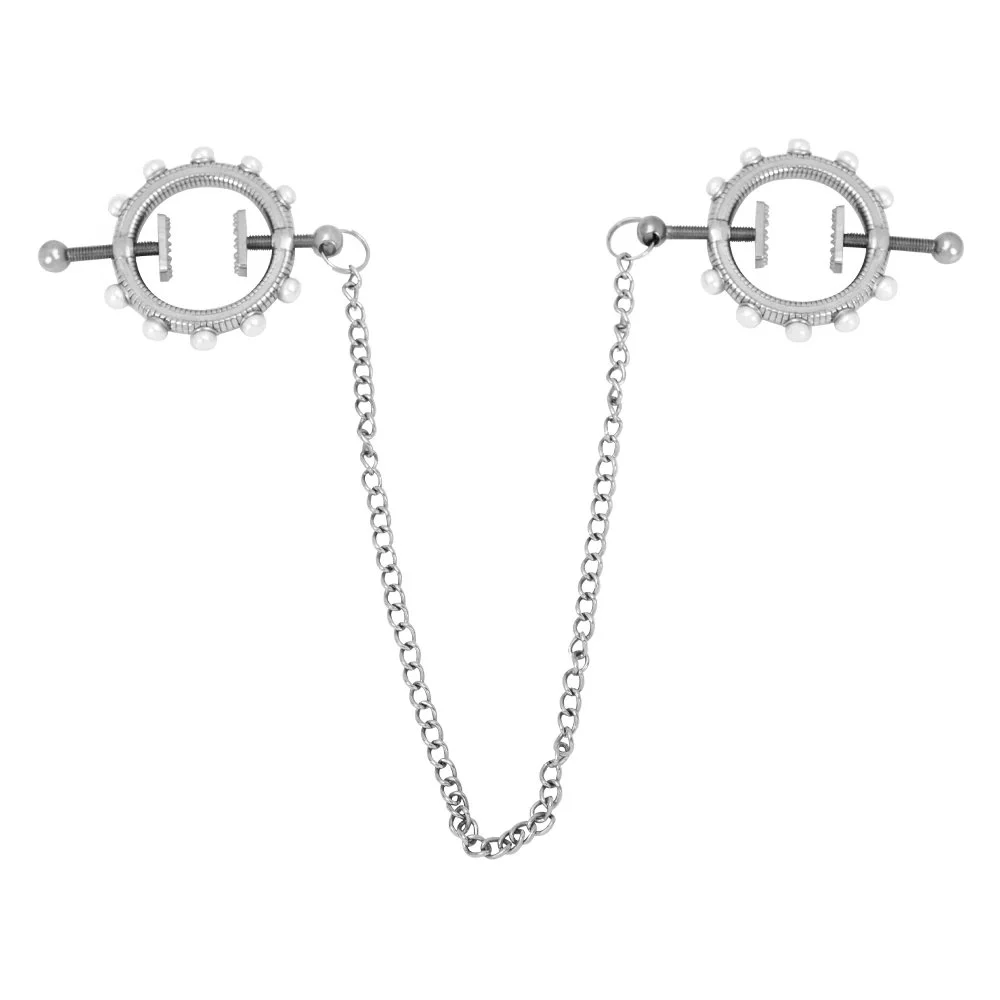 Metal Ring Nipple Clamp Black Belt Wearable Bead Chain Nipple Clamp Bondage Sexy Underwear Painful Game Adult Sex Toy