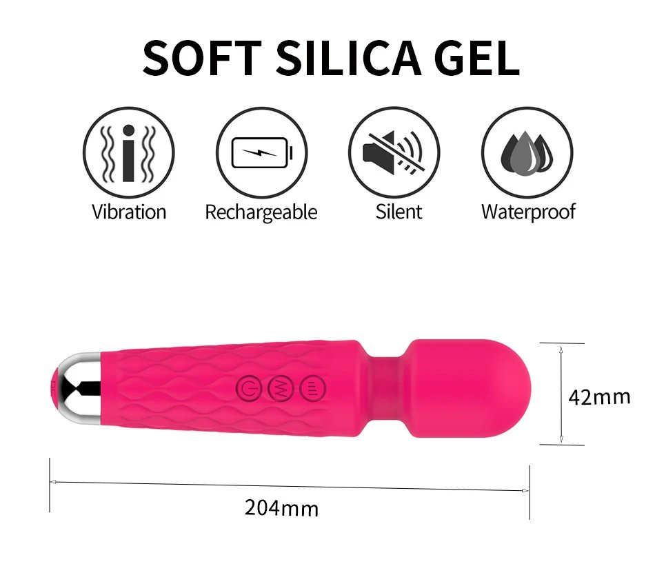 Waterproof USB Rechargeable 20 Vibration Clitoral Stimulator AV Wand Massage Vibrator Sex Toys for Women