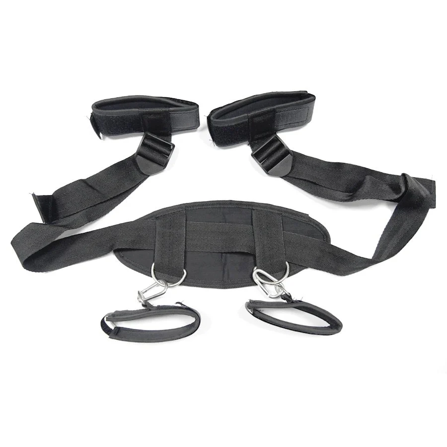Fetish Flirting Erotic Positioning Bandage Easy Open Leg with Handcuff Anklecuff for Slave Game