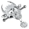 Bull Head 304 Stainless Steel Nipple Clamp with Devil Eye Pendant Nipple Double Stimulation