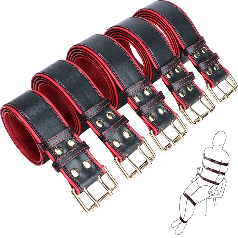 Body Combination Restraint Leather Belt,Leather Ankle Restraint, Collar Leather Metal Chain, Fetish Sex Toys