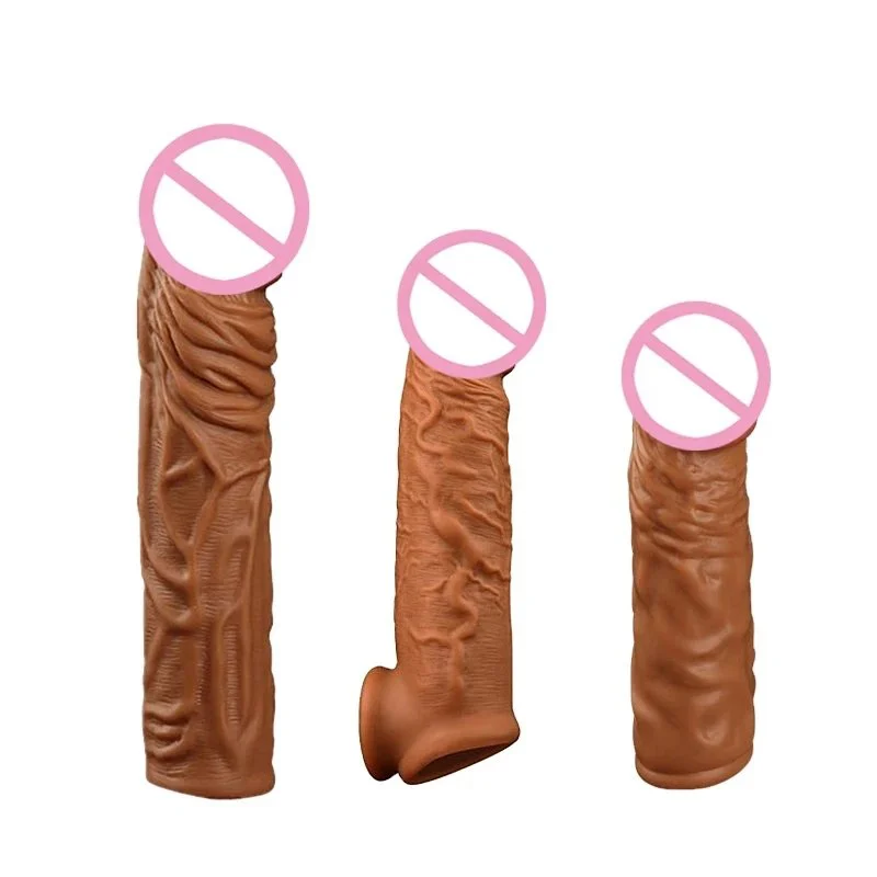 Penis Sleeve Enlargement Extender Silicone Dildo Cock Sleeve Condom Sex Toys for Men