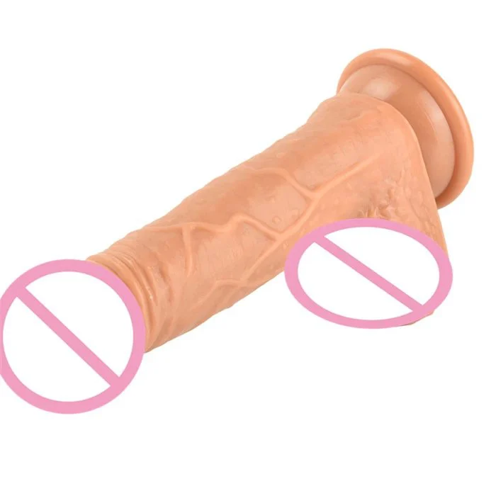 China 19cm Realistic Silicone Soft Adult Sex Toy Dildo for Men and Women 100% Waterproof & Eco-Friendly