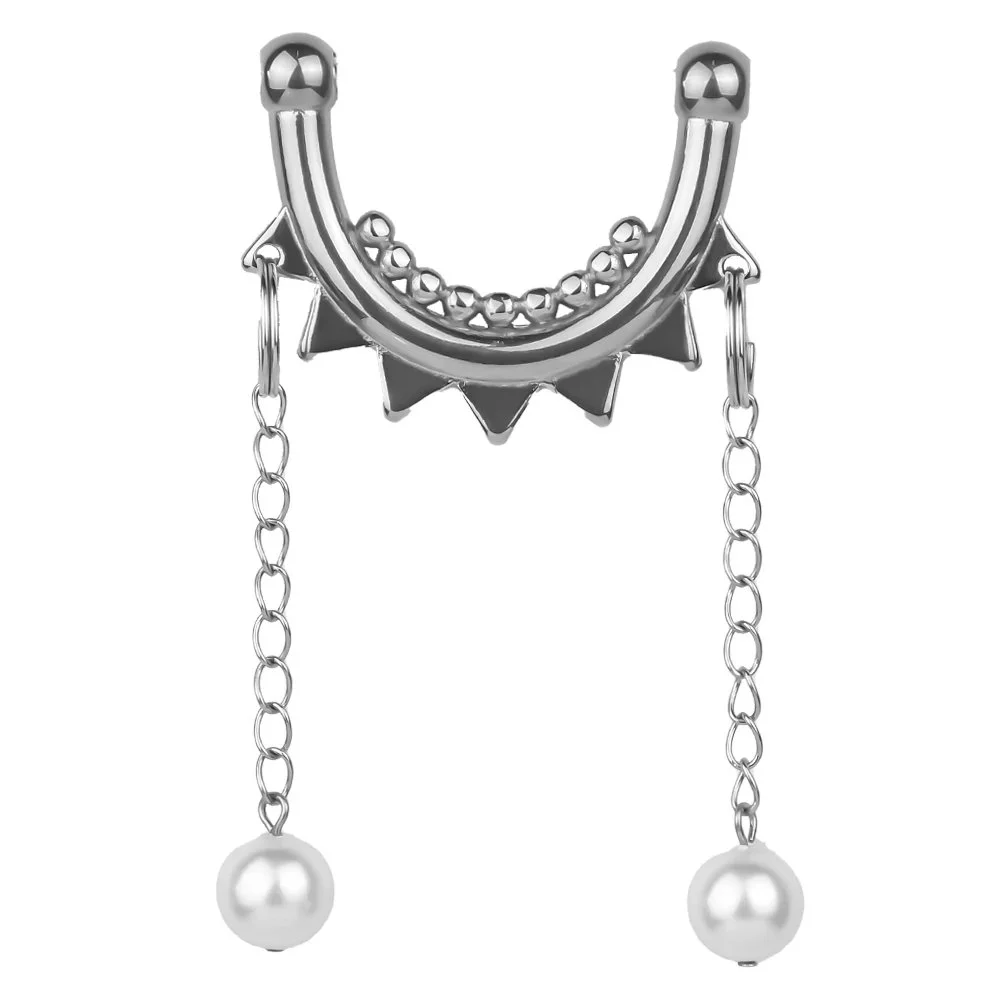 Body Clamps with Chain Stainless Steel Body Clip Non-Piercing Chain Non-Piercing Body Jewelry for Women Men