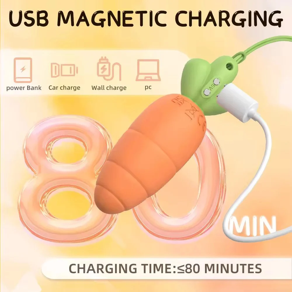 Powerful Mini Women Vibrator Clitoral Stimulation Love Ball Rechargeable Waterproof Carrot-shaped Adult Toy for Couple