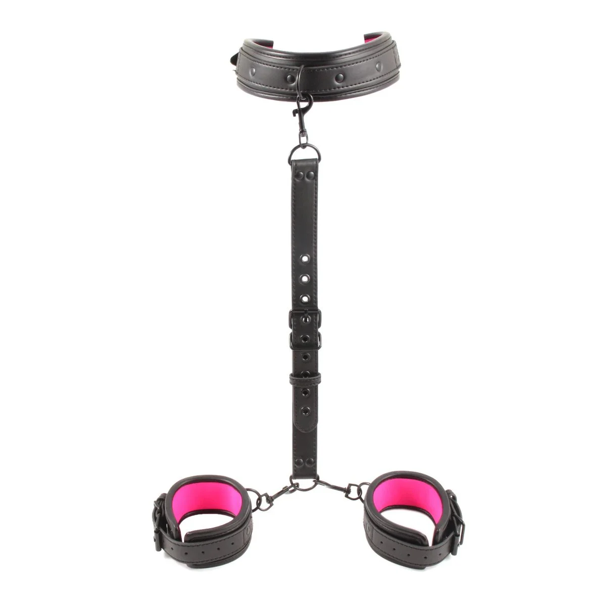 Bondage Handcuffs with Neck Collar and Leash Back Binding Restraint Kit for Couples Adult Flirting
