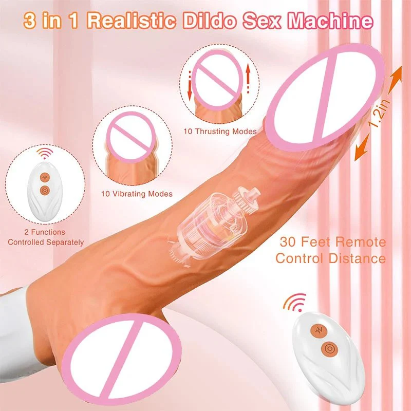 Remote Control G-Spot Clitoral Anal Stimulation Realistic Big Dildo Hands-free Automatic Thrusting Vibrating Sex Dildo Machine