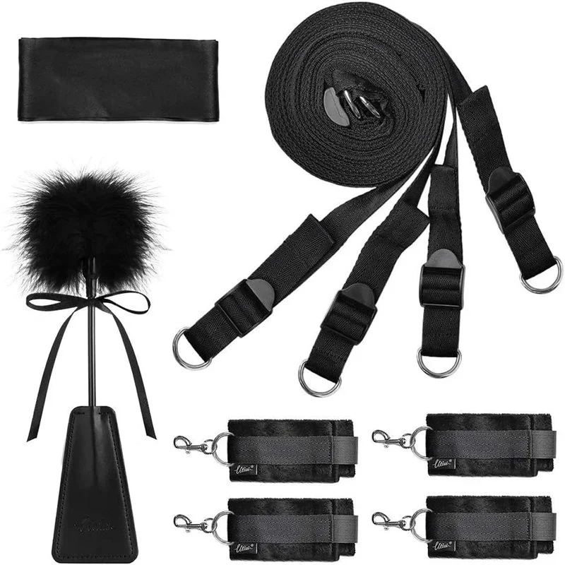 Slave Sexy Mattress Under Restraint Binding Ribbon and Wrist Ankle Cover Couple Game